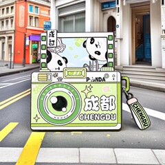 成都文创照相机熊猫冰箱贴可滑动组件国潮家居装饰贴旅游纪念礼品