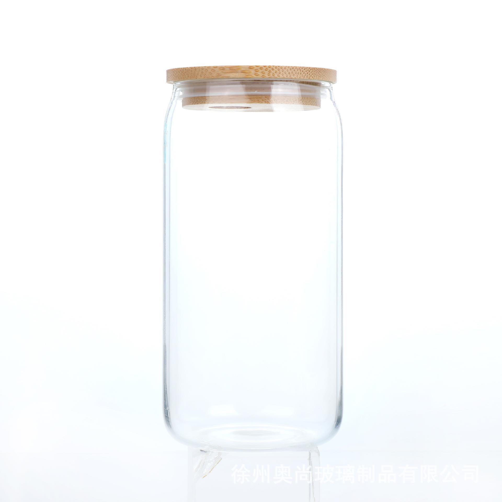 Taza de vidrio con tapa de bambú, té con leche de alto valor personalizado, taza de café, taza de mason transparente, taza de regalo, LOGOTIPO personalizado