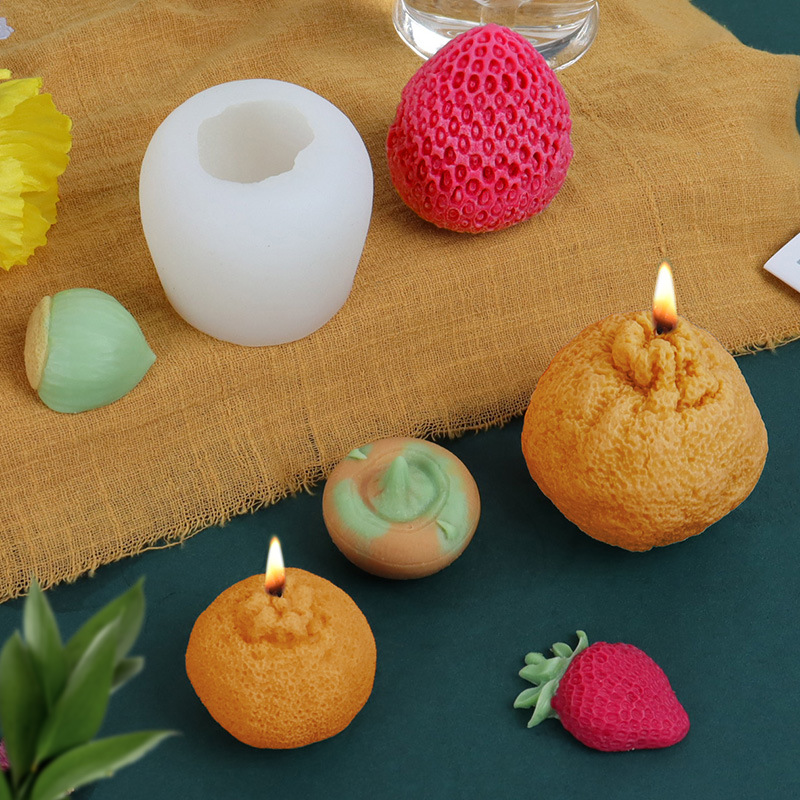 磨具立體仿真水果丑橘硅膠模具手工DIY草莓山竹香薰蠟燭硅膠模具