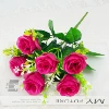 6 heads of peach fragrant rose, deep burgundy