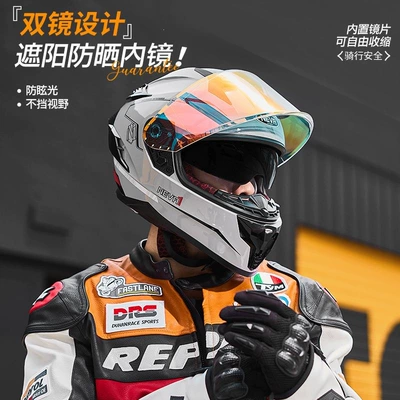 Newei 3C National Standard Dot Certified Full-Face Helmet with Dual Mirrors, Warm and Suitable for All Seasons, Unisex Motorcycle Helmet, Summer Full-Face Helmet (Motosiklet dəbilqələri) - glowing-sunscreen-glasses-free-transparent-glasses-day-and-night-use-blue-gray-n1-flower-dot3-certified