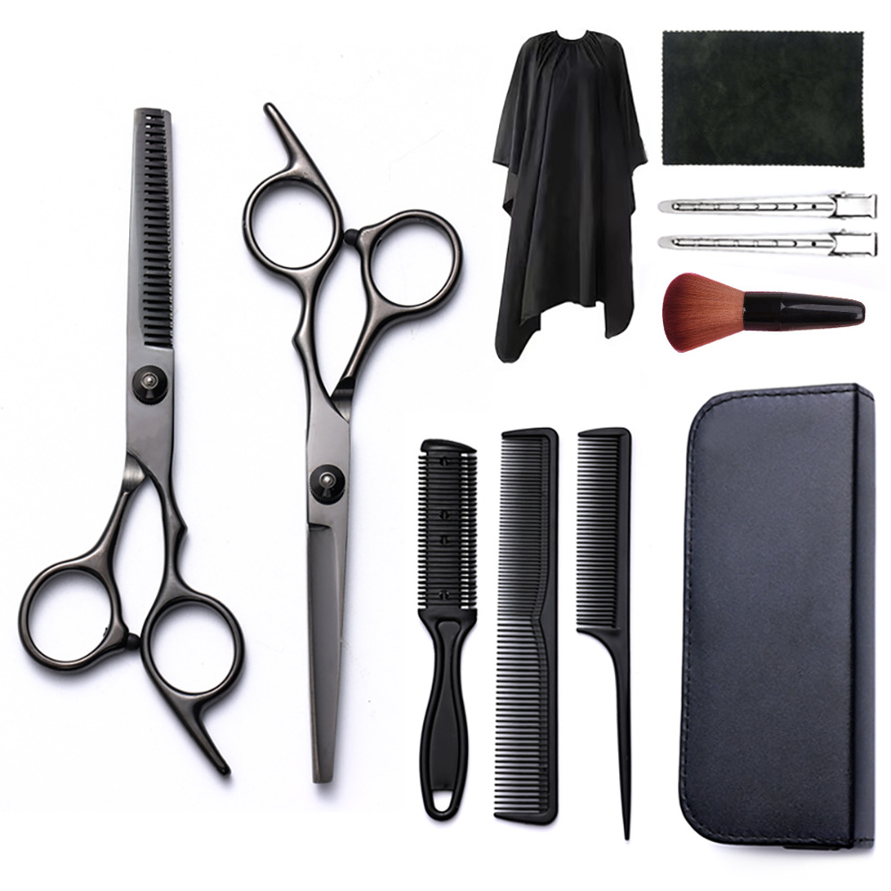 Corte de pelo tijeras transfronterizas amazonas color tijeras de dientes planas cortadas delgadas frange tijeras divisorias fábrica de tijeras al por mayor set de tijeras de peluquería