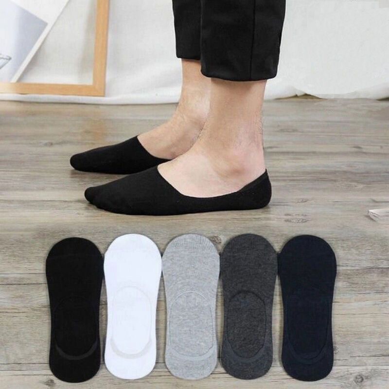 Cross-border wholesale in-stock low-cut invisible socks for men, thin, sweat-absorbent, odor-resistant, silicone non-slip boat socks for spring and summer