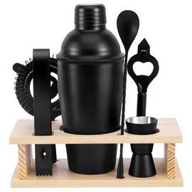 不锈钢雪克杯调酒杯鸡尾酒调酒器套装亚黑7件套酒具调酒师套装