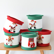 圣诞节收纳筐棉绳手工收纳篮手提收纳桶可折叠脏衣篮子卡通脏衣篓