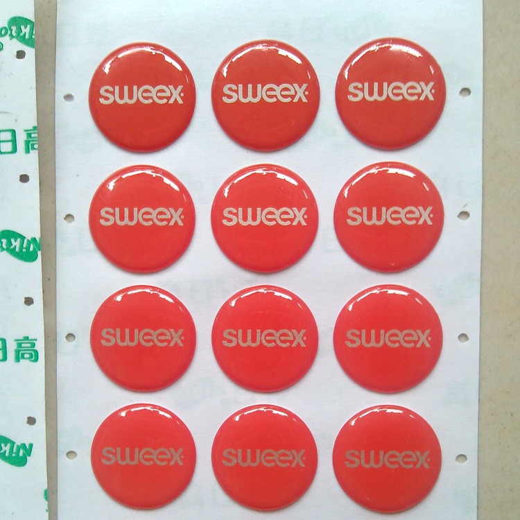 水晶滴塑标签印刷PVC不干胶贴纸水晶标牌铭牌丝印透明圆形滴胶贴