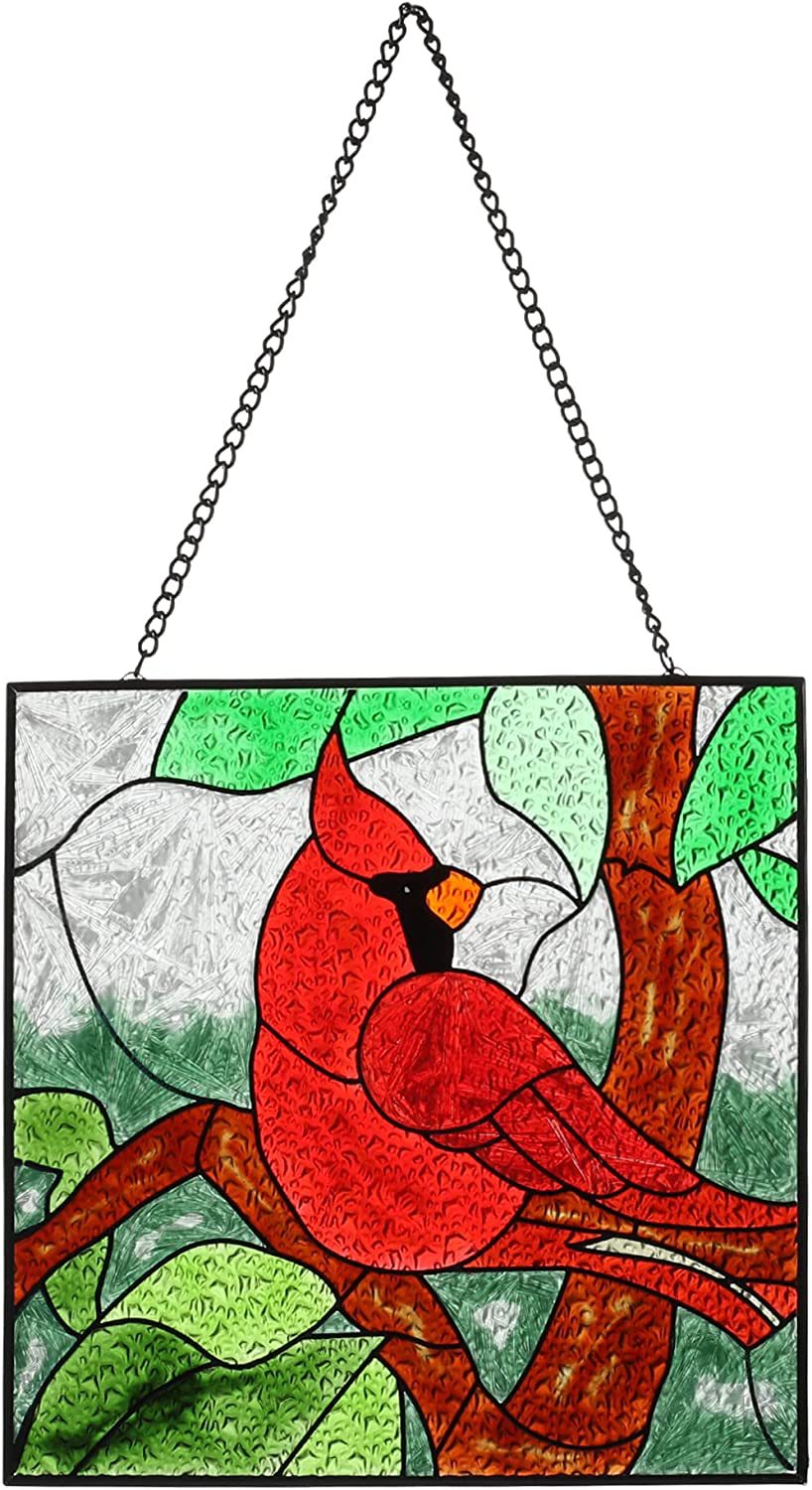 Red Bird Suncatcher Silk Screen Glass Ornament For Window Decor_voghion.com