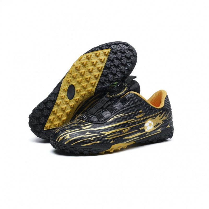 Zapatillas de Fútbol Infantil con Botón Giratorio de Cuero y TPR para Terreno Firme
