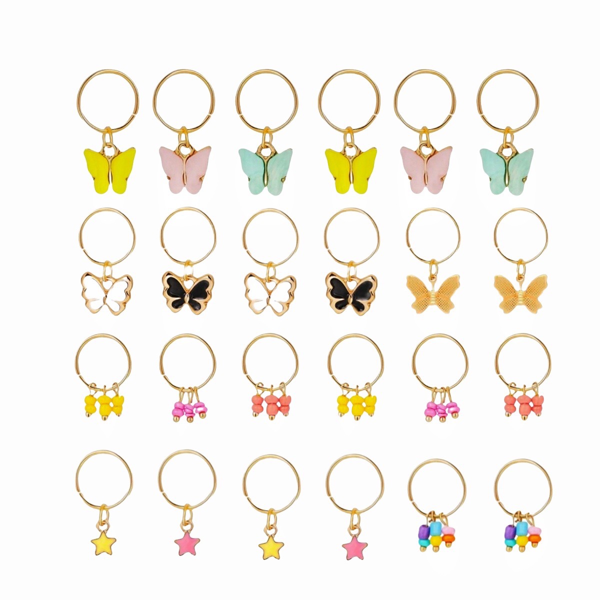 Accesorios de joyería DIY aleación de zinc pelucas trenzadas anillo mariposa pentaca hoja cruz relámpago colgante