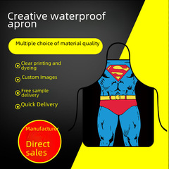 Whimsical Personality Cartoon Couple Superhero Waterproof Apron Korean Style Fashion Kitchen Home Use Waterproof Hot Pot Restaurant Waist Apron
