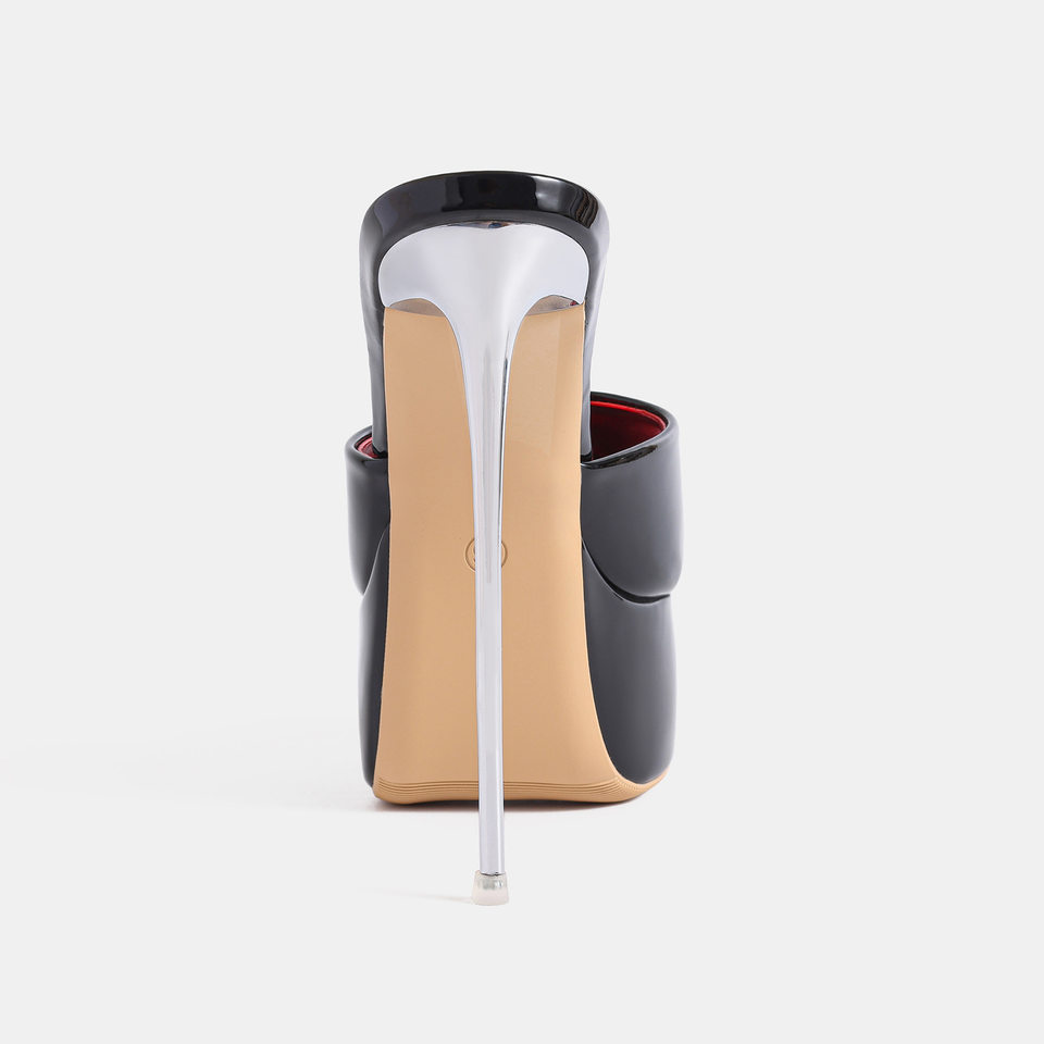 Dép sandal nữ quai ngang gót siêu cao 9 cm, đế platform 4 cm, hở mũi, chống thấm nước — Màu be, màu đen chi tiết 8