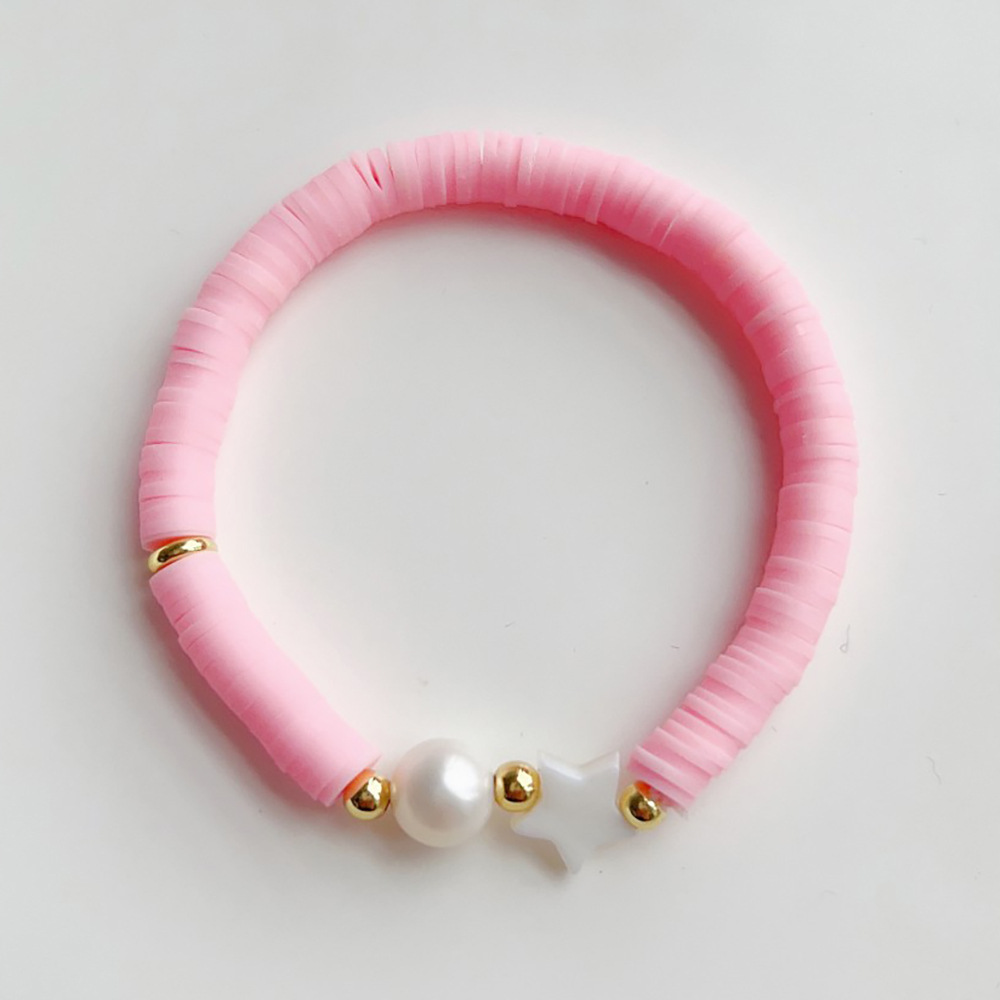 Pearl, soft clay, Copper Material Devil'S Eye, Star Pattern Vacation Devil's Eye Star Pearl Soft Clay Copper Enamel Women's Bracelets