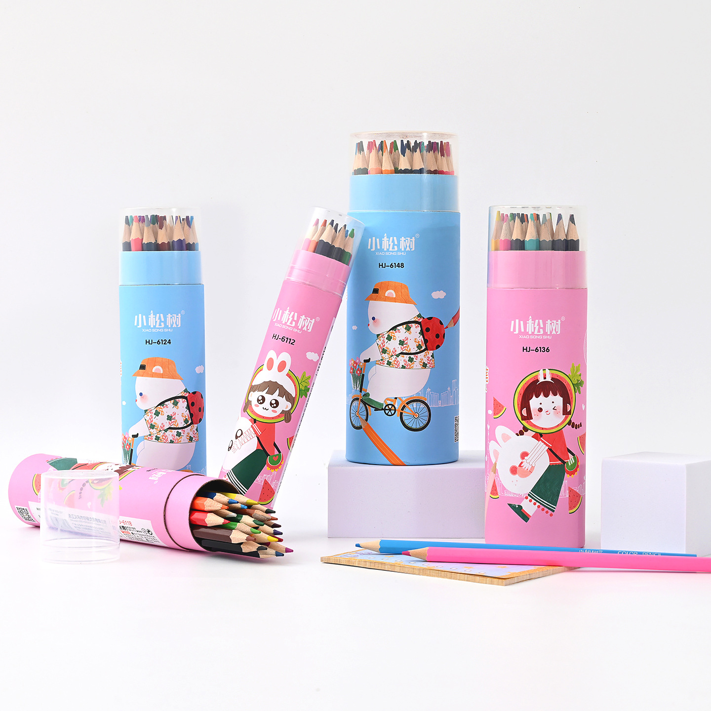 Los niños dibujan un conjunto de lápiz de color de barril multicolor para dibujos de dibujos animados lindos aceites de plomo de color image 5