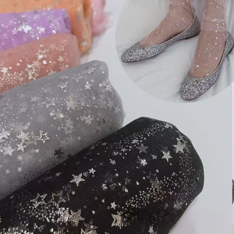 烫银流星软纱堆堆袜连衣裙汉服星星网纱头饰饰品拍摄道具背景布料
