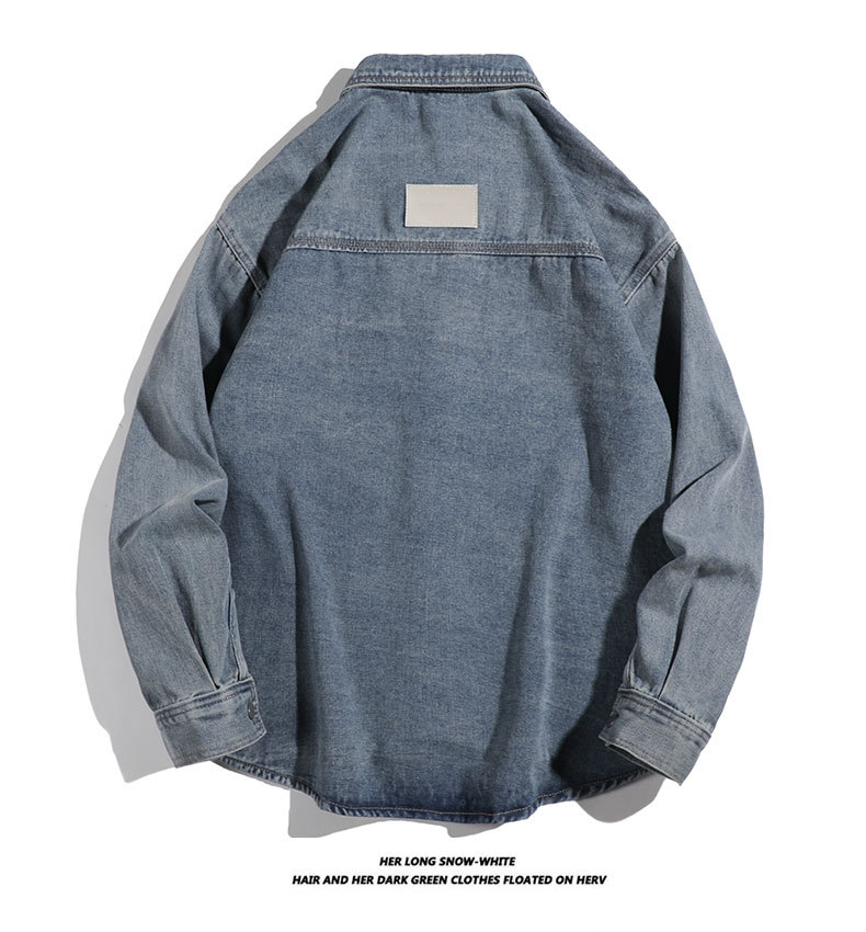 Camicia in denim retrò, giacca alla moda con colletto ampio, top da uomo_voghion.com