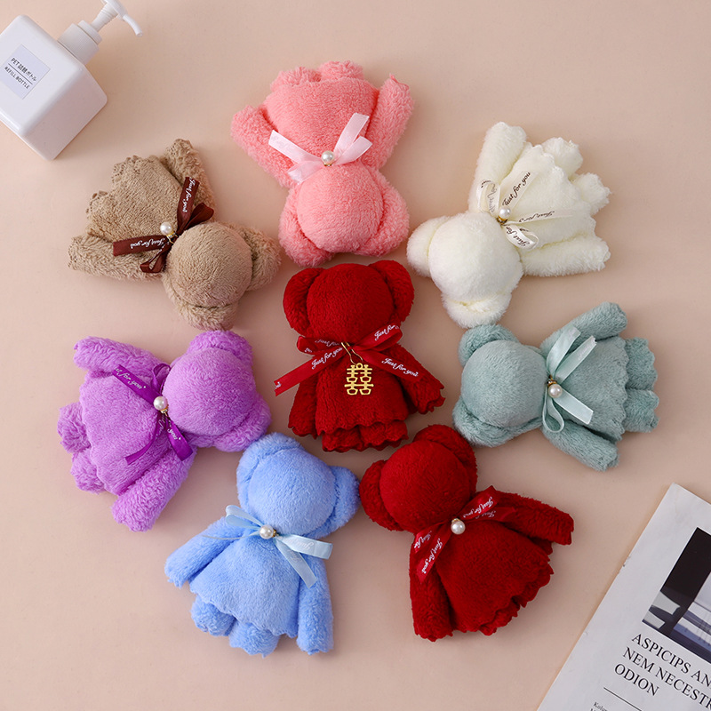 珊瑚绒小熊毛巾伴手礼礼盒婚庆活动开业礼品广告礼物批发