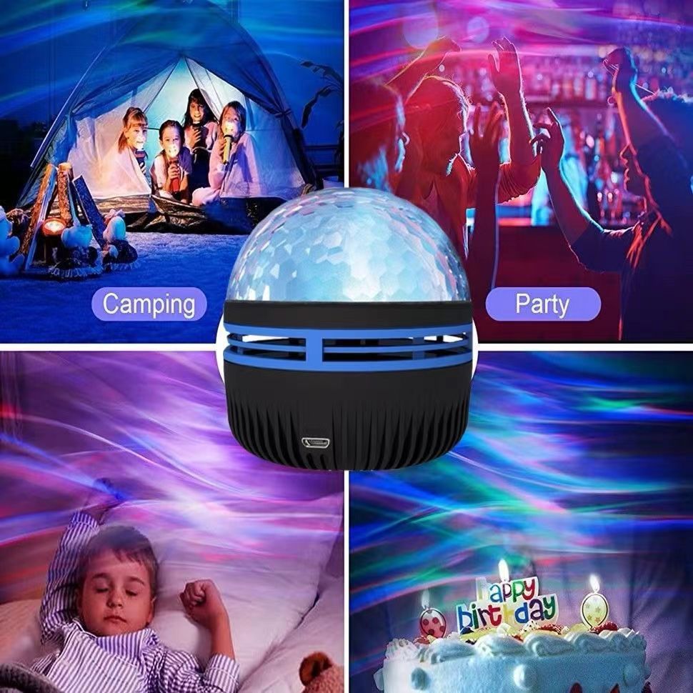 跨境水波紋激光投影燈LED星空滿天星創意氛圍插電氛圍投影小夜燈