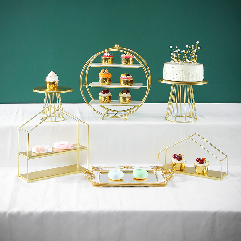Decoración de postre europea estante de exhibición de decoración de boda bandeja de pastel de la tarde estante de refresco de té de comida fría mesa de descanso de té