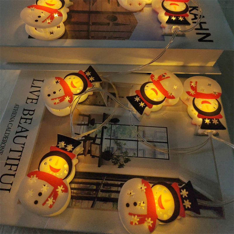 Decoración de Navidad lámparas LED de colores cadena creativa de doble cara muñeco de nieve árbol de Navidad escena de diseño colgante pequeño colgante