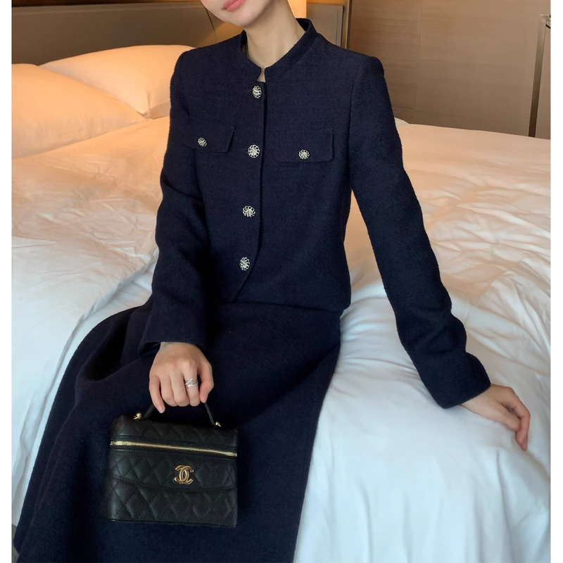 预售重工立体肌理感小香风外套女新中式小领羊毛开衫短上衣|undefined