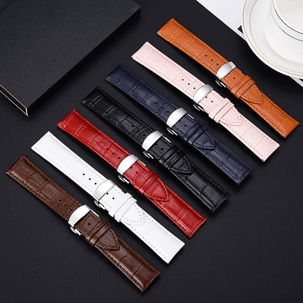 Bamboo leather watch strap