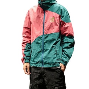 2025 Japanese Style Retro Color-Blocked Sports Jacket Men's Trendy Korean Style Contrasting Color Workwear