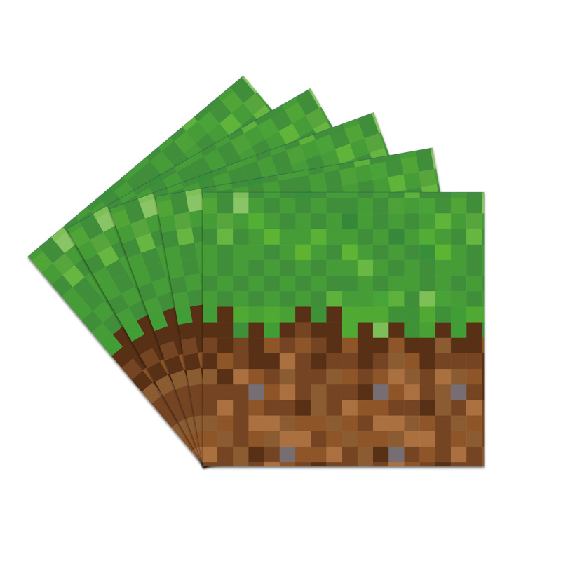 Minecraft ピクセルワールド漫画パーティー用品子供用ゲーム使い捨て紙皿紙コップティッシュテーブルクロス|undefined