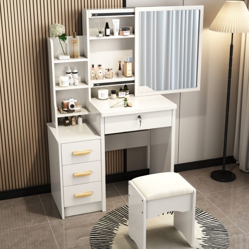 Mesa moderna minimalista, mesa de maquillaje de estilo de crema, dormitorio, mini tocador, alquiler de casa, gabinete de maquillaje en uno image 7