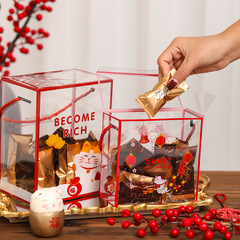 新年手提雪花酥牛軋糖包裝盒曲奇餅乾糖果盒透明奶棗禮品盒子批發