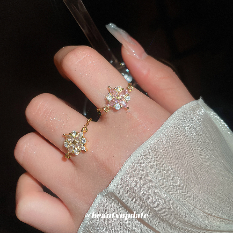 Zircon Exquisite Light Luxury Flower Fashion Versatile Index Finger Ring Niche High-end Sense Hand Jewelry_voghion.com