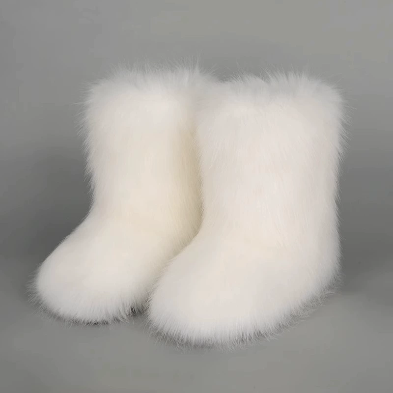 Mid‑calf warm boots, European style, high‑quality faux‑fur mid‑length, sizes 36–46