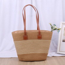 草编包包女新款大容量时尚单肩水桶包休闲百搭编织通勤包托特包