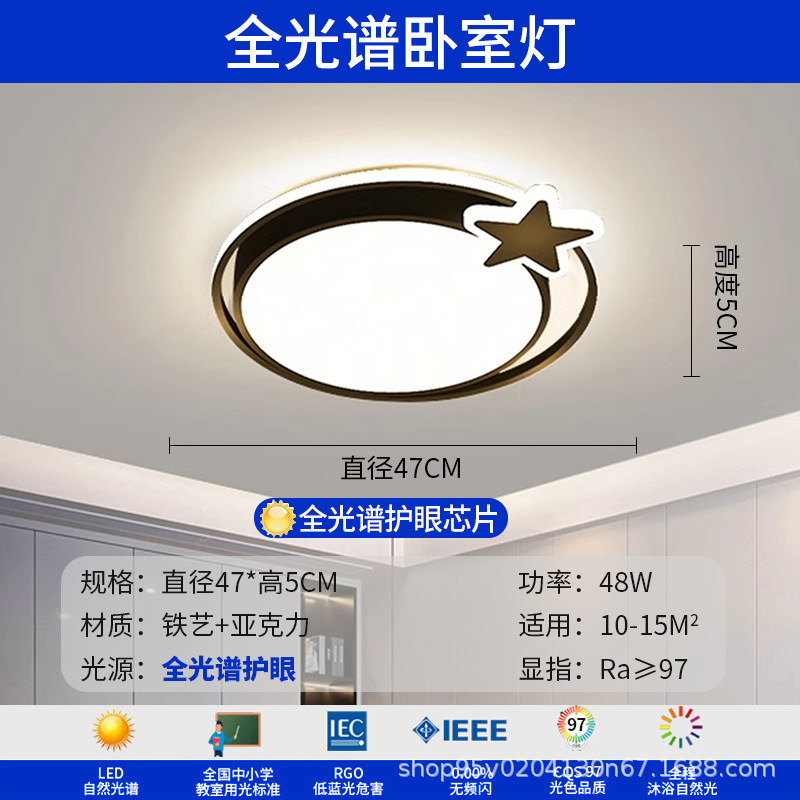 Sala de estar lámpara de techo iluminación principal atmósfera de alto nivel negro sensación simple lámpara de dormitorio de espectro completo Zhongshan iluminación de decoración doméstica