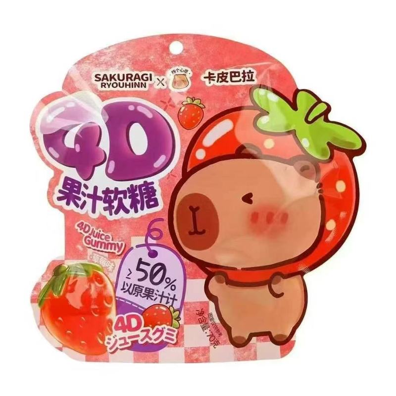 ネットセレブ カピバラ ジュースグミ グレープ味 パイナップル味 ストロベリー味 QQシュガーグミ 子供用かわいいおやつ|undefined
