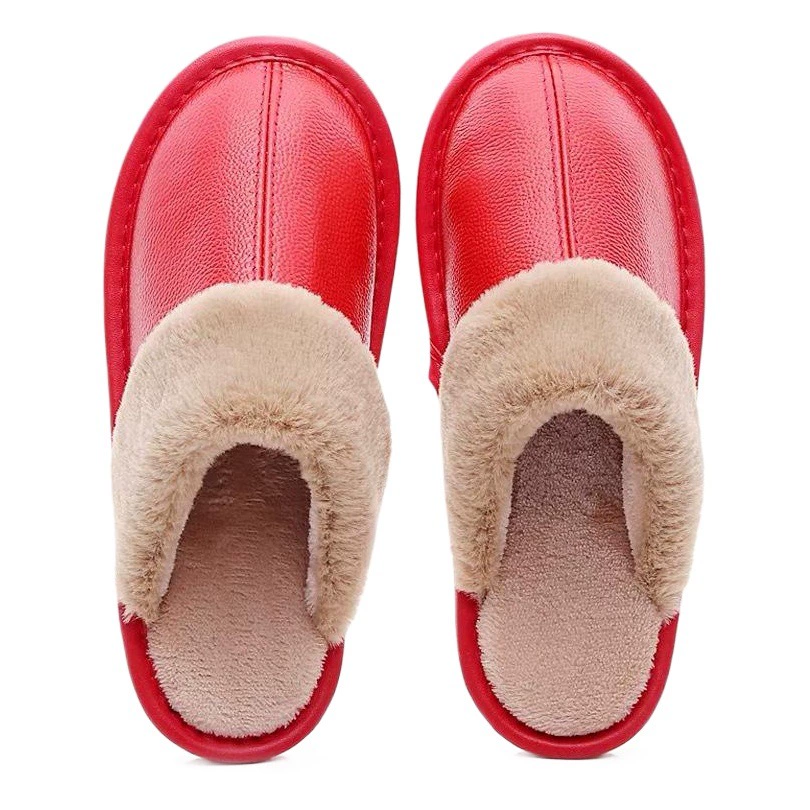 Хлопковые тапочки из натуральной кожи, зимние мужские и женские домашние тапочки из воловьей кожи, плюшевая домашняя термохлопковая обувь, фабрика в наличии оптом