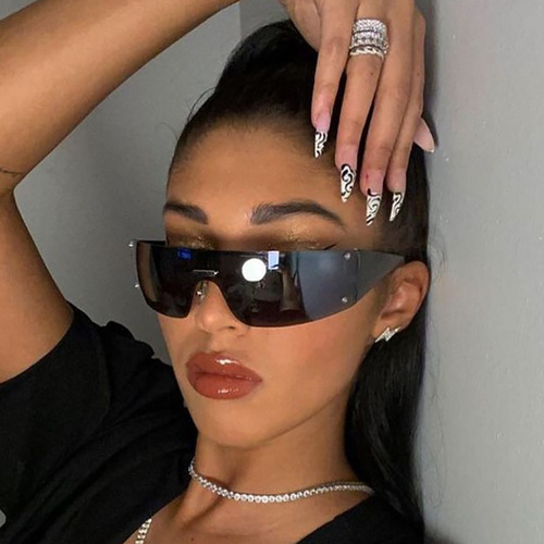  New European & American Y2K Five-Pointed Star Jumpsuit Sunglasses | Frameless '90s Chic Millennium Shades | Cross-Border Sports Eyewear