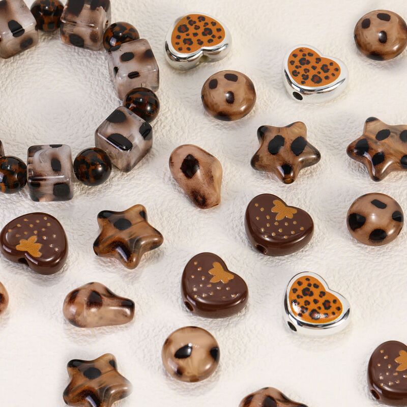 Leopard Print Acrylic Beads Round Beads Heart Square Beads Loose Beads DIY Jewelry Accessories Bracelet Accessories Beading Materials Leopard Print Acrylic Beads Round Beads Heart Square Beads Loose Beads DIY Jewelry Accessories Bracelet Accessories Beading Materials