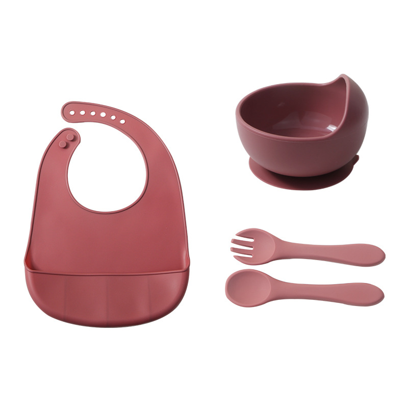 얇은 턱받이 드립 볼 포크 스푼 + 레드