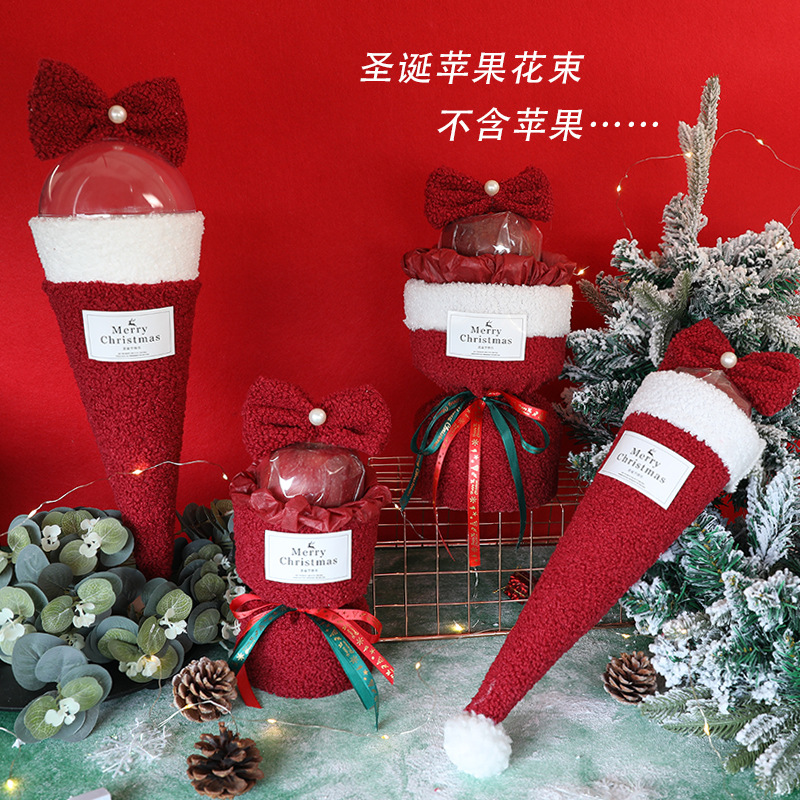 christmas gift apple cone bouquet plush cartoon apple tray christmas eve fruit creative bowknot ice cream cone