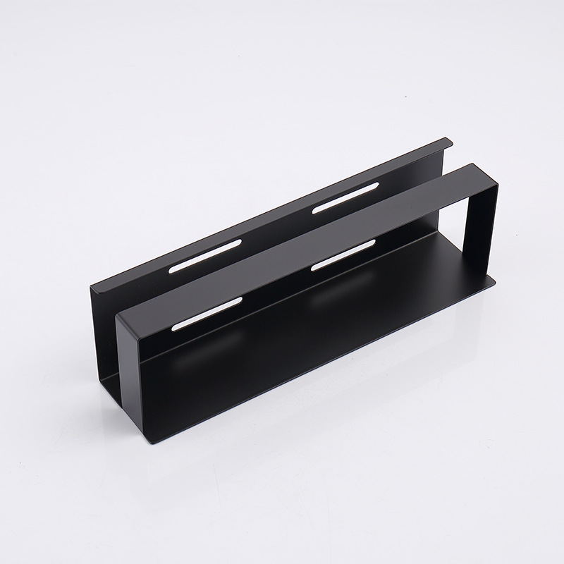 厨房加厚黑色304不锈钢钢置物架免打孔浴室卫生间置物板单层挂件