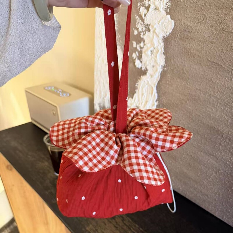 Ins Denim Plaid Flower Handbag for Women 2026 New Spring and Summer Work Commute Outing Miscellaneous Small Handbag