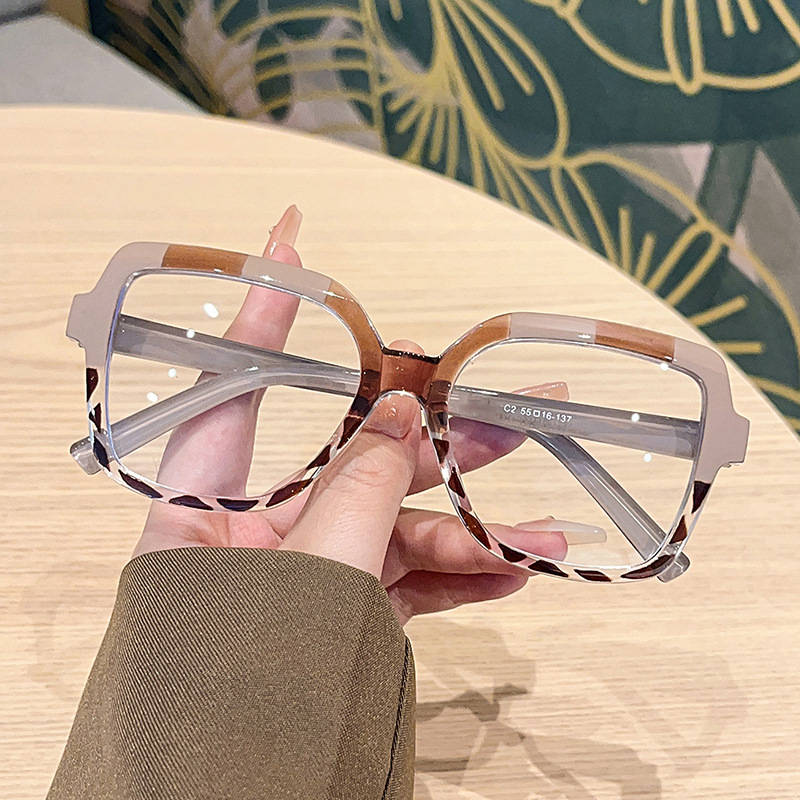 46g Weight Full Frame Glasses Structure Glasses Classification Ac Lens Material Square Glasses Style Daily Occasion Color Block, Leopard Pattern All Seasons Season Unisex Gender Simple Style Style Simple Style Color Block Leopard Ac Square Full Frame Optical Glasses 4