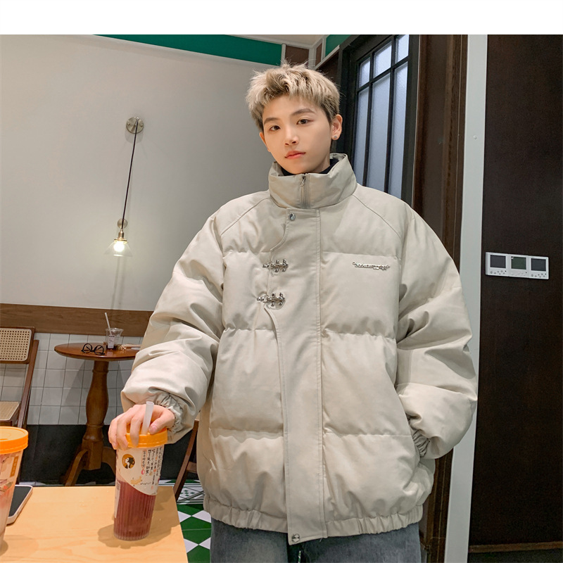 Leather Cotton-padded Jacket Men's Winter Metal Aircraft Buckle American Cotton-padded Jacket Thickened Warm Loose Bread Clothes Cotton_voghion.com