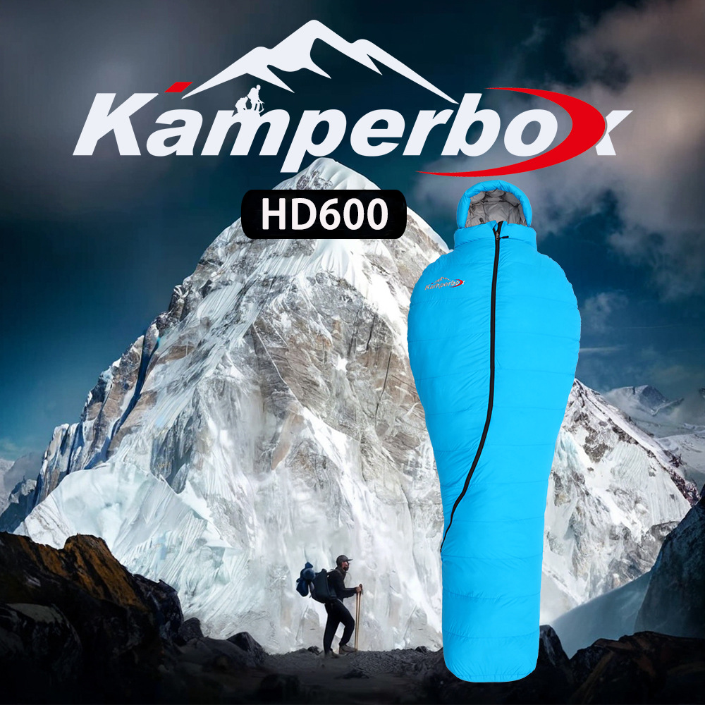 Kamperbox 프리미엄 다운 합성 하이브리드 침낭 캠핑 경량 침낭 하이 칼라 디자인 침낭 0 ° 씨