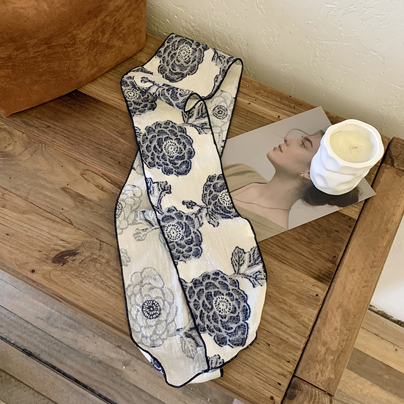 Pañuelo de seda, banda larga, sensación de alta calidad, versión coreana del pañuelo Mori, cinturón de pelo pastoral de verano femenino, protector de cuello, cinturón de cintura al por mayor