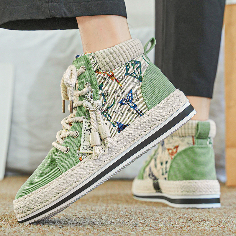 Velocidad de tela de meandarra, zapatos casuales para hombres de alto nivel, nuevos zapatos deportivos retro diarios de alta altura de otoño.