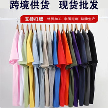 跨境外贸t恤logo纯棉圆领短袖广告文化衫印字欧码工作服