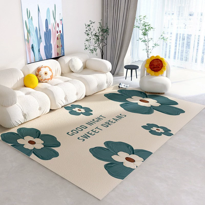 Carpet rug for living room, non-slip home carpet, simple elegant floral design, multiple sizes 40×60–200×300 cm