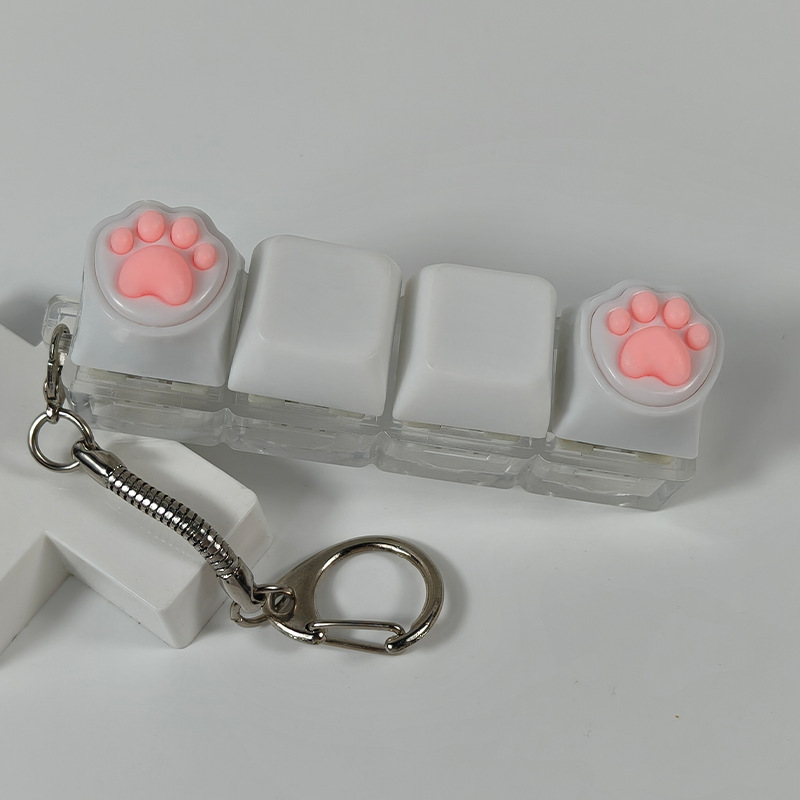 超萌猫爪键帽少女粉机械键盘键帽软硅胶小猪屁屁钥匙扣解压捏捏乐|undefined