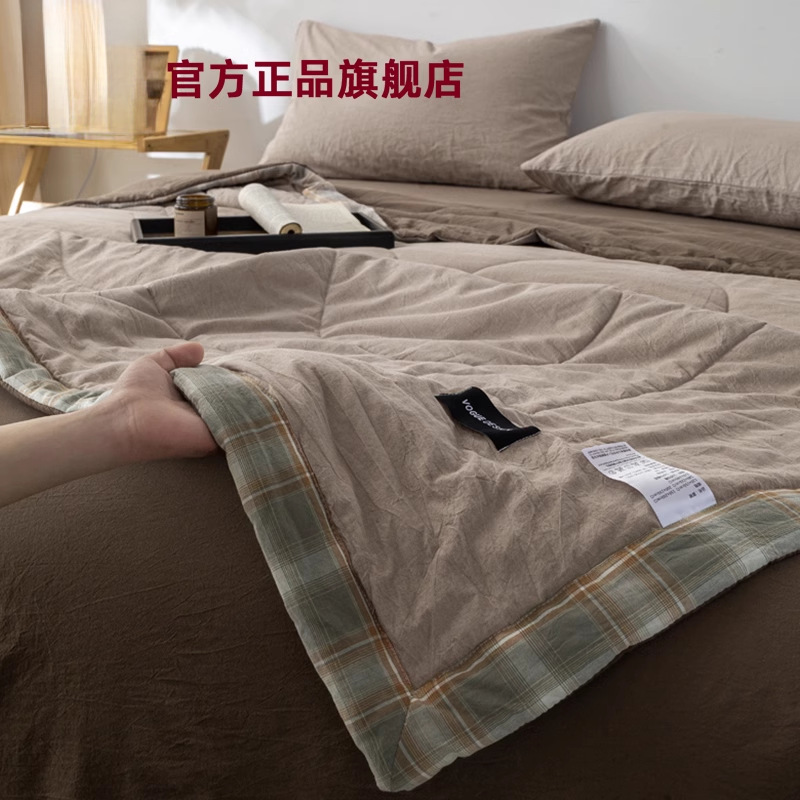 Juego de cuatro piezas de cama de edredón fresco de verano de algodón 2025 nuevo juego de tres piezas de edredón individual y doble de algodón de verano